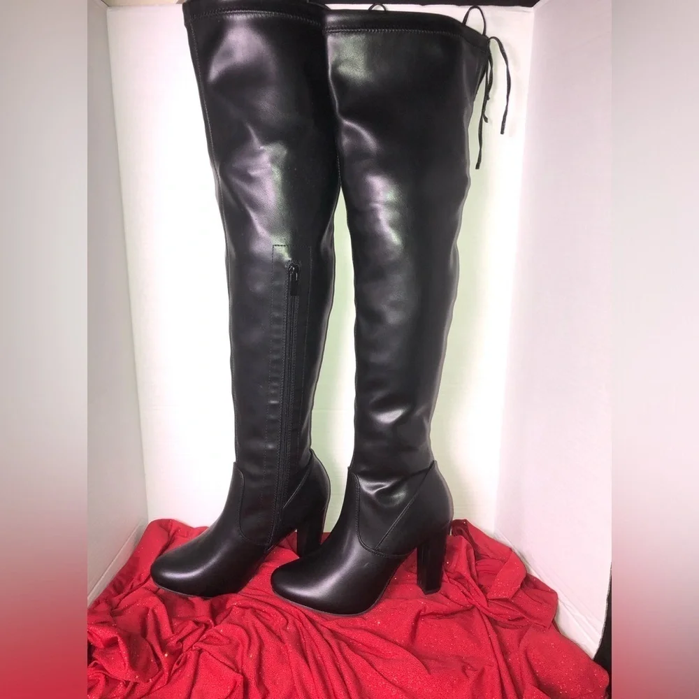 TOP Moda Black Over-the-Knee Boots